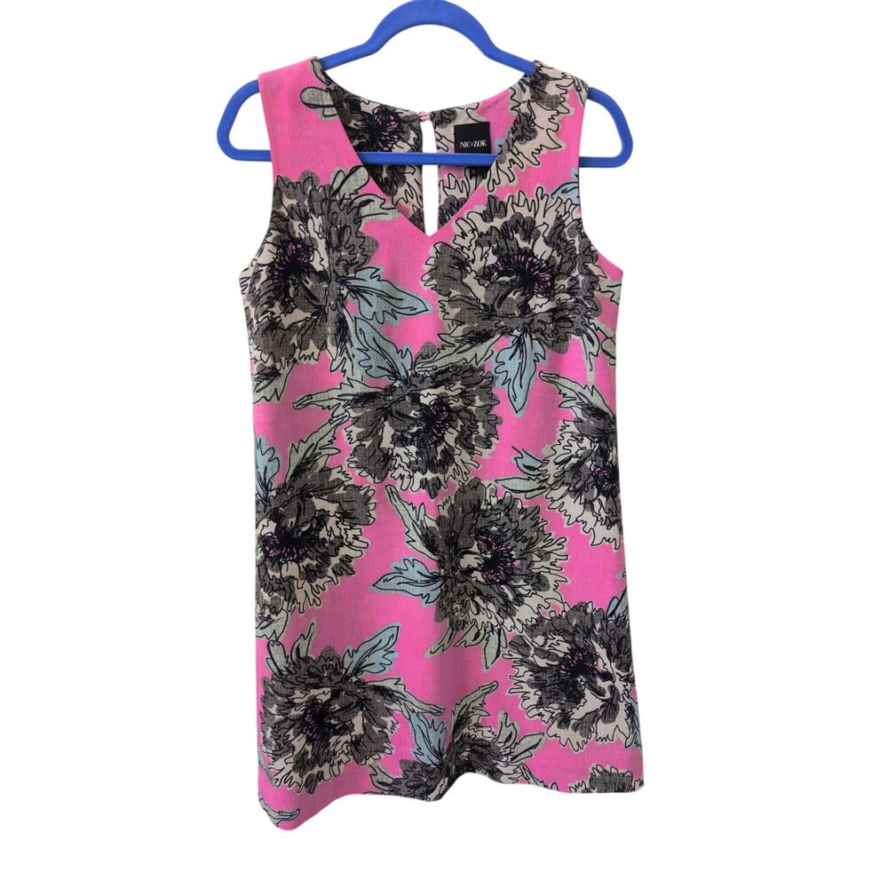 Nic + Zoe Floral V Neck Shift Dress size Small
